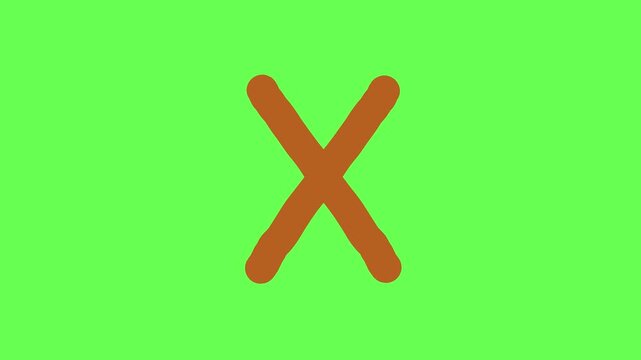 Red cross mark animation with flicker effect on green screen chroma key background footage.
