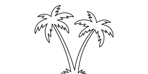 Obraz premium Two tropical palm trees outline illustration