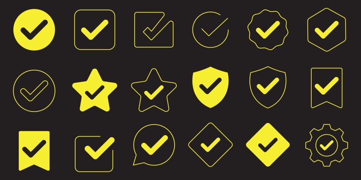 Check tick mark icon set. Cross box x check mark checkbox list vector. checkmark and X mark icon. check and uncheck icon vector. validation icon vector. for apps and websites.