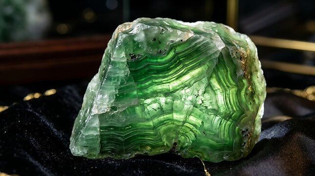 Stunning Raw Green Agate Crystal with Beautiful Banded Patterns.