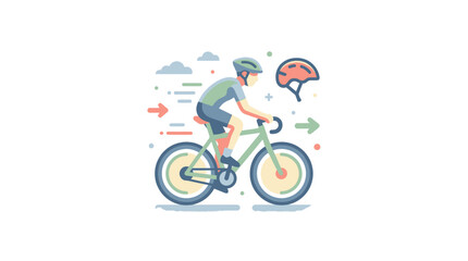 Fototapeta premium Cyclist riding bicycle with helmet and speed lines