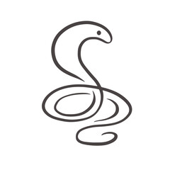 Fototapeta premium Cobra Minimal snake on line illustration logo