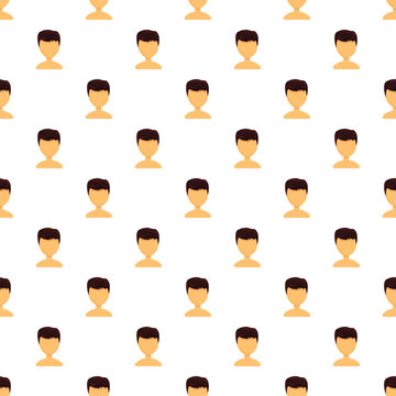 Male avatar profile illustrations repeating over a white background