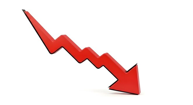 Declining Graph Arrow Symbolizing Market Drop and Economic Downturn.