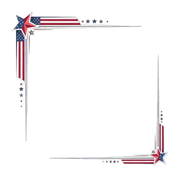 Top left patriotic corner frame with American flag ribbon and star accent