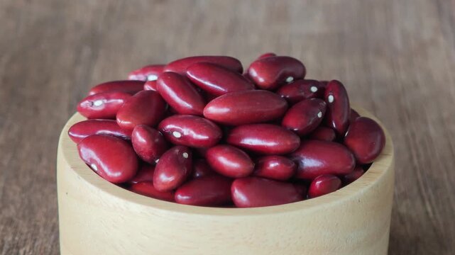 Red beans or red kidney bean in wooden bowl