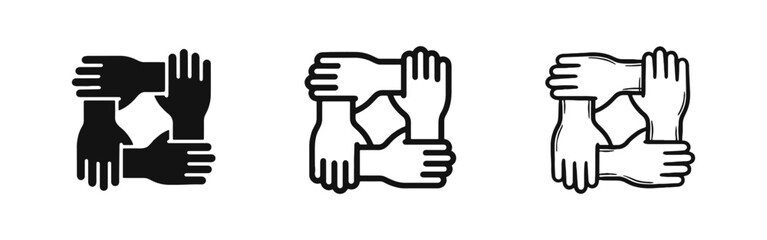 Obraz premium Teamwork and Collaboration Icon Set of Joined Hands