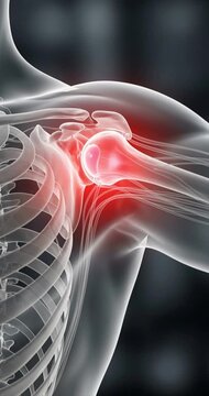 Medical illustration of human shoulder joint anatomy