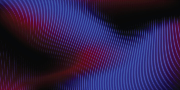 Abstract futuristic blue red duotone wave lines on black background vector design