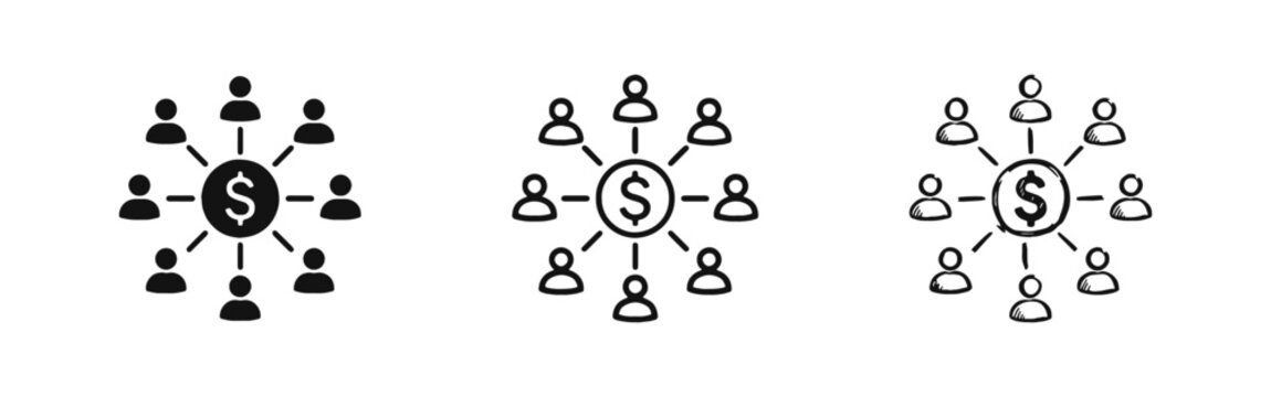 Crowdfunding Investment Network Icon Set - Financial Sharing Concept