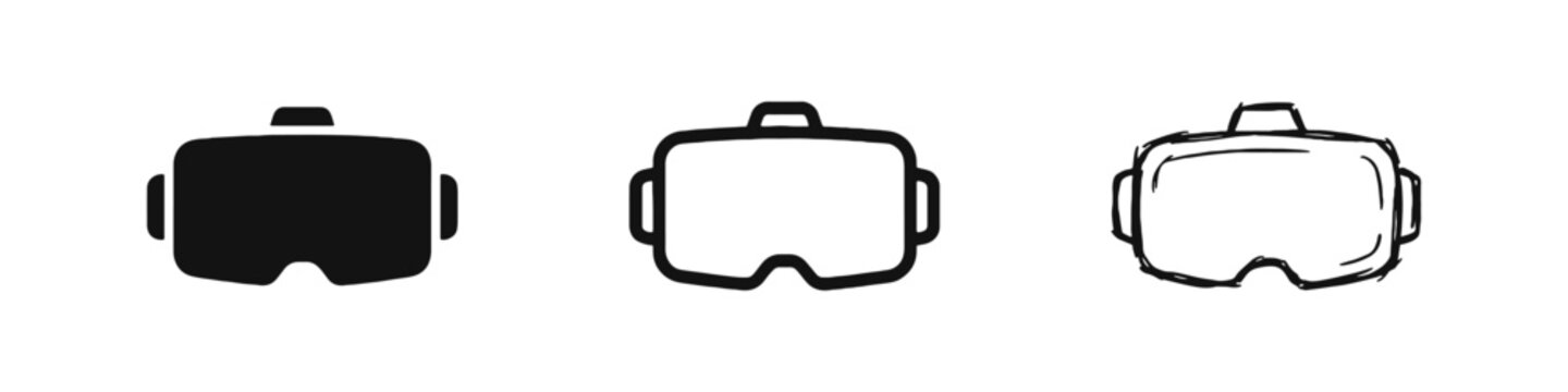 Virtual Reality VR Headset and Gaming Technology Icon Set