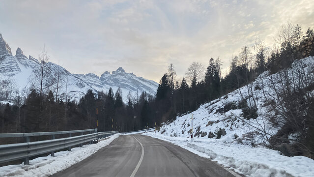 winter road in the mountains