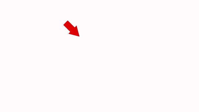 Red circle highlight with arrow focus instantly animation loop on white background. Circle spotted with arrow highlight for directional indicators navigation and process flow motion graphic animations