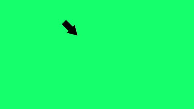 Circle highlight with arrow focus instantly animation loop on a green background. Circle spotted with arrow highlight for directional indicators navigation and process flow motion graphic animations