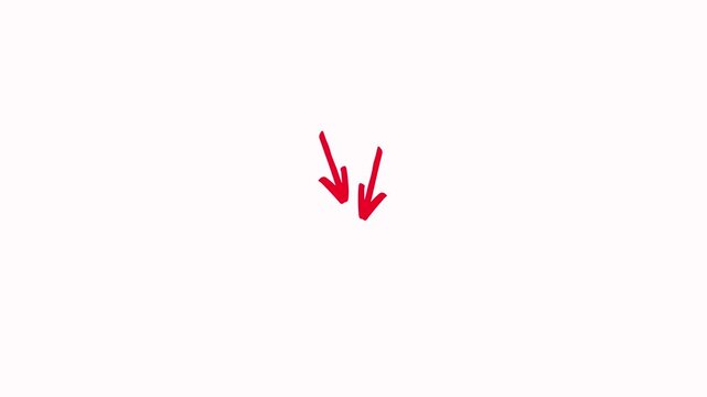 Hand drown arrow overlays including chalk doodles directional pointers animation on white background. Scribble brush arrows pointing inward to a central focus point highlighting specific content