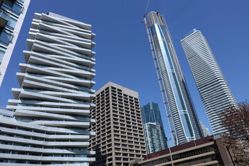 Fototapeta premium Downtown Toronto skyscrapers, including Canada's tallest building, nearing completion