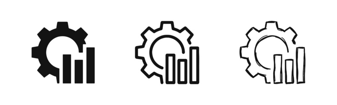 Productivity and Process Optimization Icon with Gear and Bar Chart
