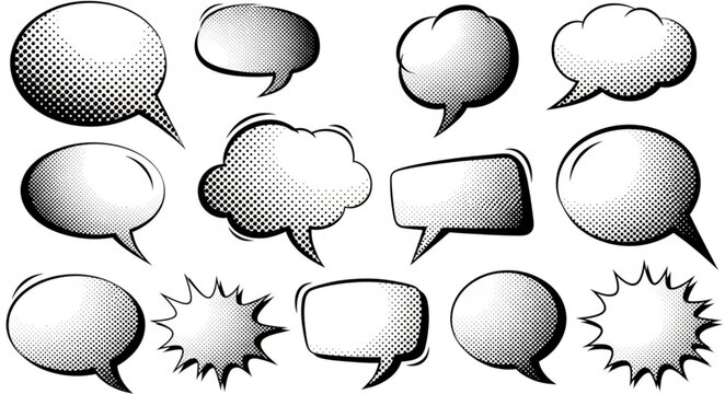 Collection of Hand Drawn Speech Bubbles and Thought Bubbles.