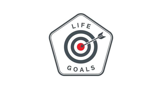 Target with arrow and life goals text.