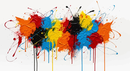 Fototapeta premium Colorful paint splatters, vibrant splashes, artistic expression, creative background