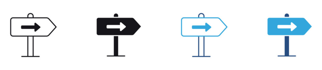 Direction Sign Icon Set. Navigation and Wayfinding Arrow Symbols. Vector Illustration. © Icon Atelier
