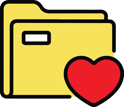 Yellow File Folder with Heart.