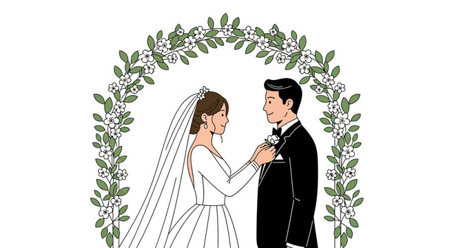 Bride and groom in wedding attire 1.
