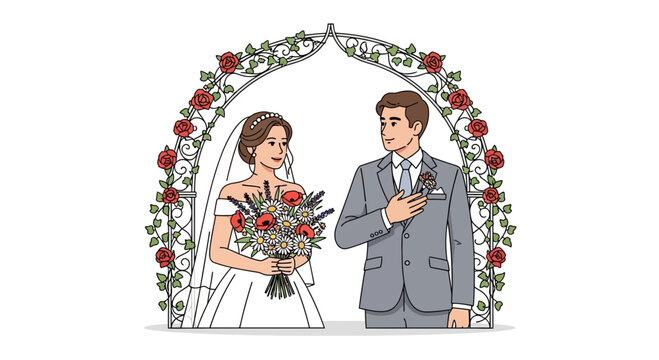 Bride and groom standing together smiling 4.