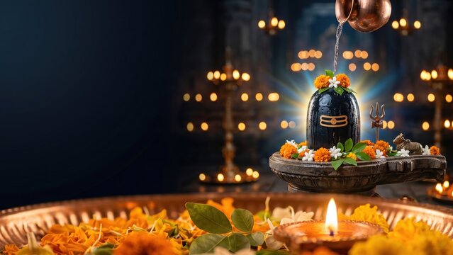 Sacred Shivling Festival Banner &ndash; Premium Devotional Copy Space