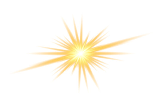 Golden starburst explosion effect isolated on white background