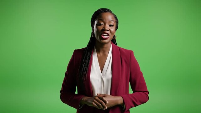 Woman Expressing Emotions in Front of Green Screen