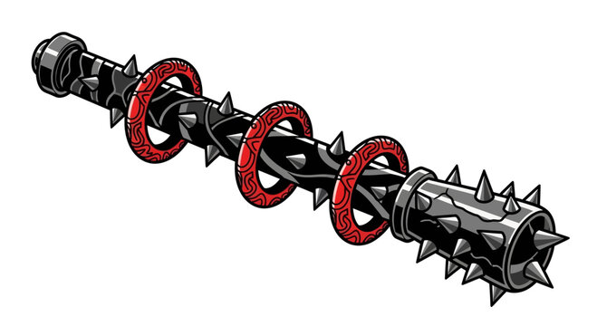 Medieval spiked mace weapon illustration isolated on white.