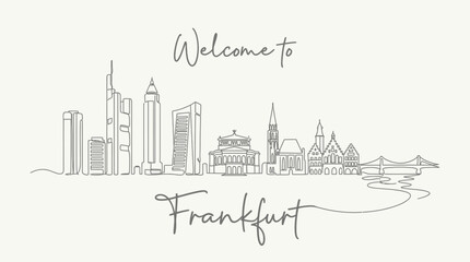 Obraz premium Frankfurt Skyline Illustration: Welcome to the City, Minimalist Line Art