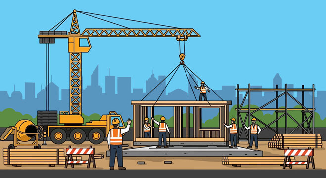 Construction workers at a site.