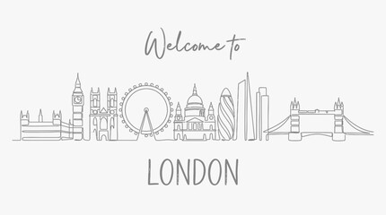 Obraz premium London Skyline Line Art Illustration - Cityscape Outline Vector