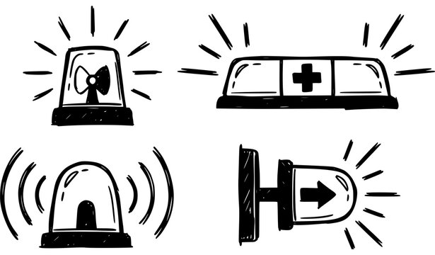 Emergency vehicle lights collection police ambulance warning signals