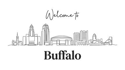 Obraz premium Buffalo Cityscape Line Art: Welcome to the Urban Skyline