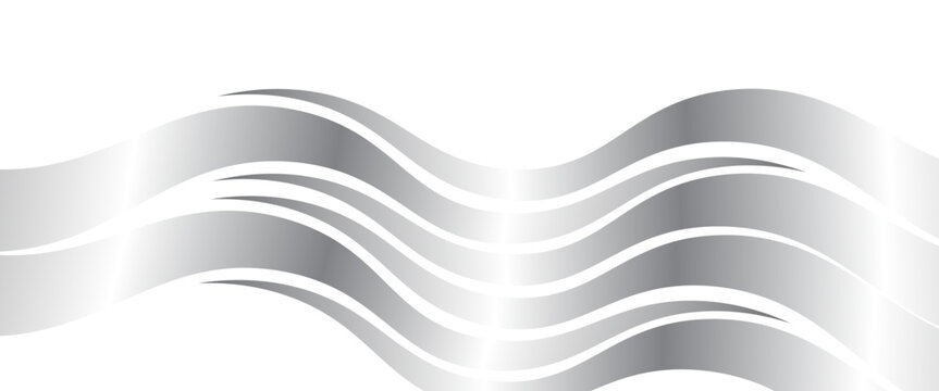 Silver swooshes lines with gradient for a luxurious border or footer on a certificate, banner