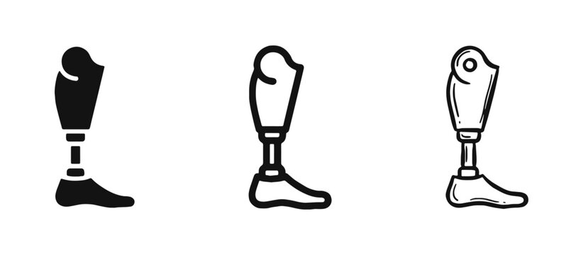Medical Prosthetic Leg Icon Set Representing Orthopedics and Accessibility for Disabled People
