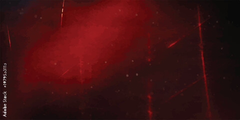 Dark red abstract background with subtle light streaks and dust particles © Romana