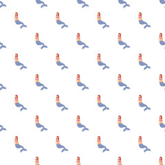 Obraz premium Mermaids with blue tails and pink tops creating a repeating mythical aquatic background