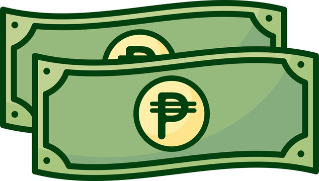 Flat Illustration Icon of a Philippine Peso Money Bill Stack PHP