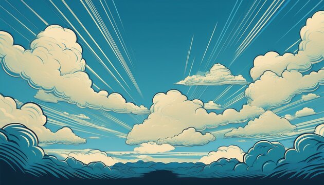 blue sky with beautifull clouds retro poster