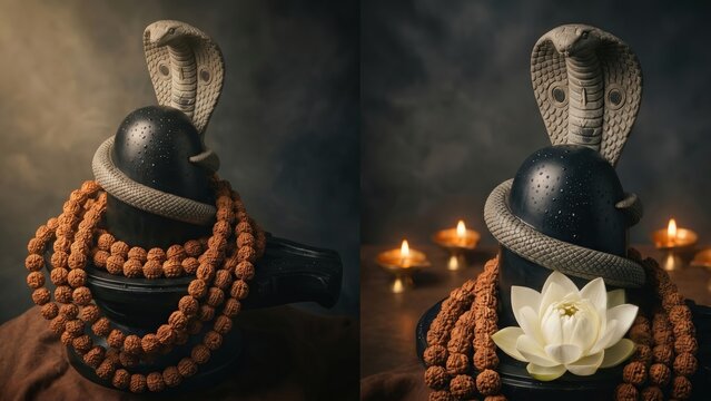 Rudraksha Mala on Shivling &ndash; Sacred Nag Devta Temple Worship