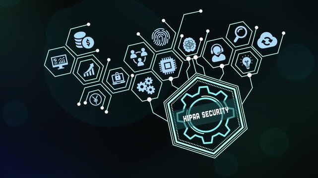 HIPAA security and medical data privacy compliance concept with digital healthcare icons. Patient information protection and hospital network
