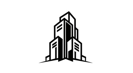 Fototapeta premium Modern building illustration in minimalist style on white background
