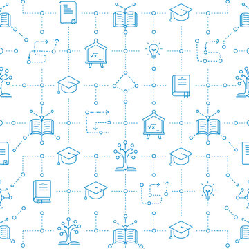 Advanced Teacher Education Pattern Seamless Academic Line Art Vector Background