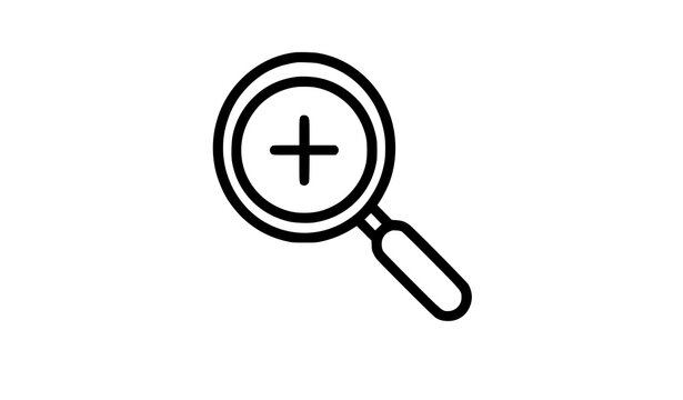 Search and zoom magnifying glass line art vector icon set with zoom in and zoom out interface symbols for website navigation