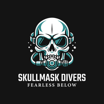 Diver Skull Mask Fearless Below Water.