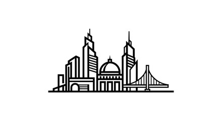 Naklejka premium Modern city skyline silhouette illustration for architectural concepts